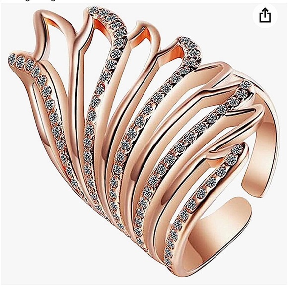 ZIRCON ROSE GOLD ANGEL WING RING - Picture 4 of 6